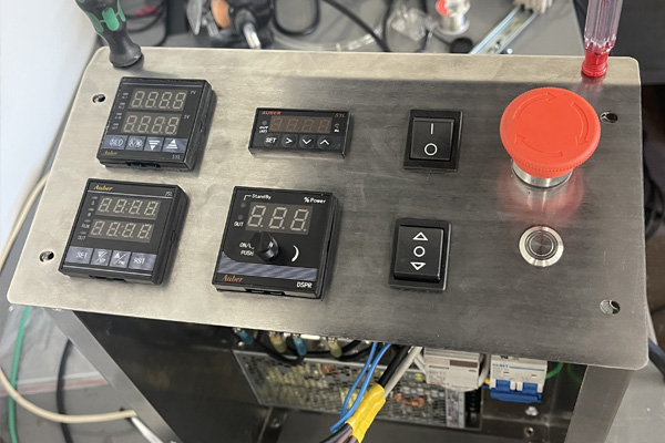 Modular DTF shaker control panel under assembly for Super Shaker