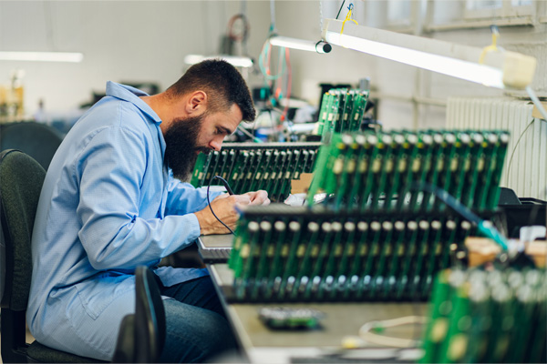 Precision circuit board assembly in an electronics lab