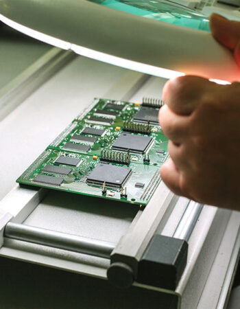 Embedded electronic circuit board undergoing inspection and development